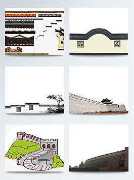 中國風(fēng)卡通城墻建筑