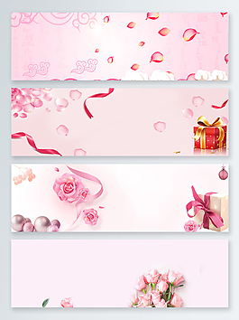 粉色简约花朵banner背景