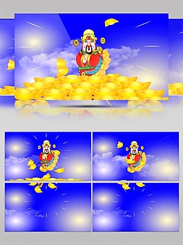 蓝天财神爷视频素材