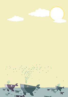 量卡通海底世界兒童插畫背景