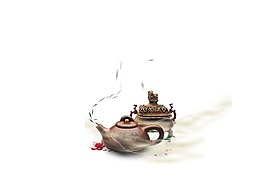 中式香爐茶壺png元素