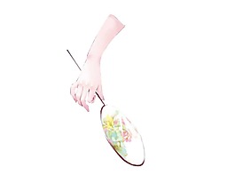 彩繪手持工藝扇插畫png元素