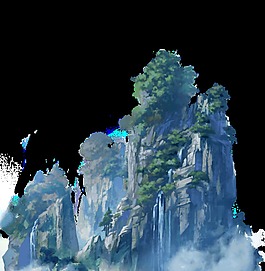 水墨風(fēng)景畫透明裝飾素材