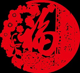 福字剪紙透明裝飾素材