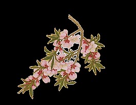 手繪桃花透明裝飾素材