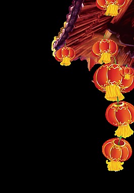 中國風紅燈籠透明裝飾素材