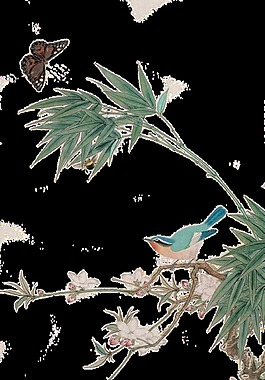 手繪花鳥畫透明裝飾素材