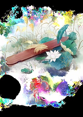 中國風(fēng)風(fēng)景畫透明裝飾素材