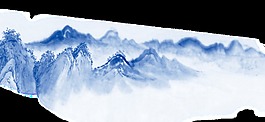 藍色山水畫透明裝飾素材
