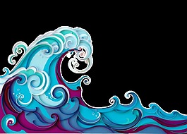 手绘卡通波浪透明装饰素材