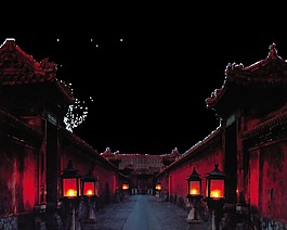 手繪住宅夜景透明裝飾素材