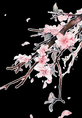 手繪梅花透明裝飾素材