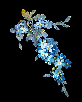 水墨花卉透明裝飾素材