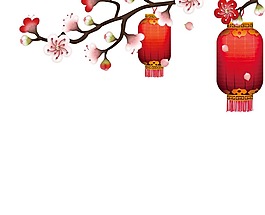 卡通喜慶燈籠枝頭掛png元素