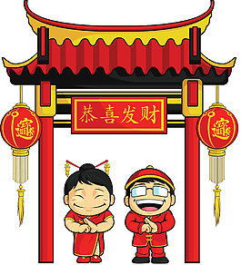 中國風恭喜發(fā)財對聯(lián)元素