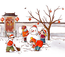 中國風(fēng)新年雪地元素設(shè)計