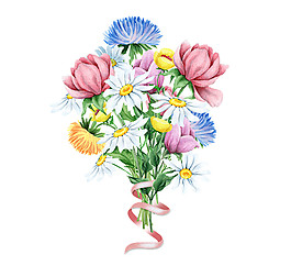 清新彩色花朵花束實(shí)物元素