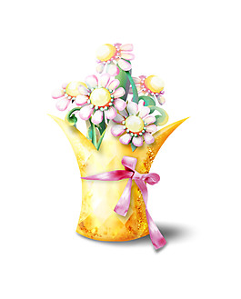 清新浅色花朵花束装饰元素