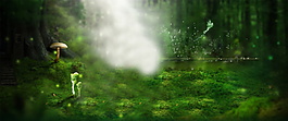 綠色清新森林系banner背景