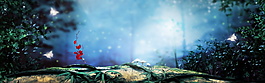 浪漫清新森林系banner背景