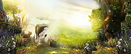 小清新森林系banner背景