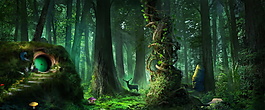 唯美清新森林系banner背景