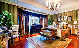 美式復古臥室床效果圖