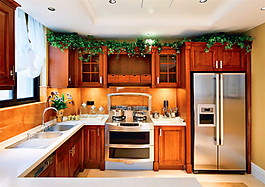 簡約開放式廚房木質(zhì)櫥柜裝修效果圖