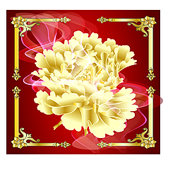 金色華麗牡丹工筆花紋矢量
