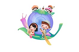 夢幻卡通蝸牛小房子兒童插畫png元素