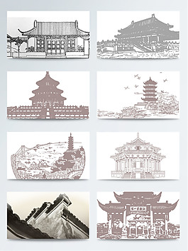 水墨风建筑装饰图案