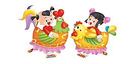 手繪唯美彩色氣球人物元素