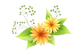 卡通黃色鮮花png元素