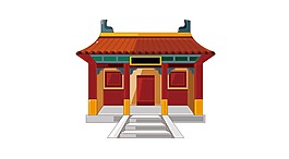 红色建筑模型元素