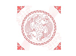 手繪紅色花紋元素