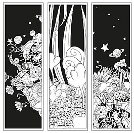 時(shí)尚手繪兒童涂鴉插畫