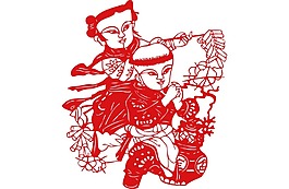 手繪紅色剪紙元素