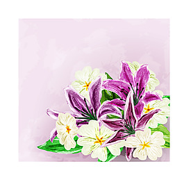 時尚唯美手繪花朵插畫