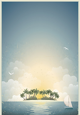 矢量藍(lán)色插畫大海背景