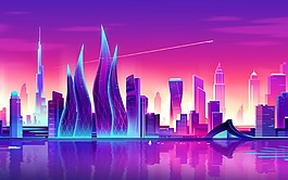 紫色設(shè)計美麗城市背景素材