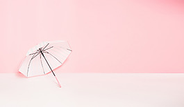 小清新粉嫩雨傘背景背景素材