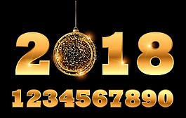 金色2018新年快樂ai矢量素材下載
