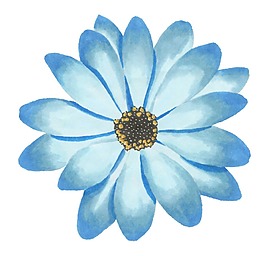 卡通藍色花朵png元素