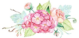 卡通彩色鮮花綠葉png元素