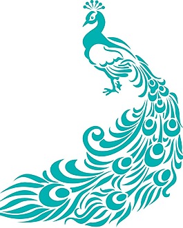 卡通藍(lán)色孔雀png元素