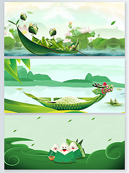 端午节绿色卡通背景