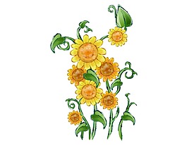黃色向日葵插畫png元素