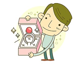 卡通男生鉆石求婚插畫png元素