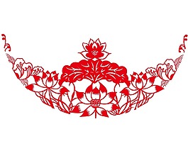 紅色花紋插畫png元素