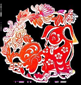 傳統(tǒng)剪紙風(fēng)狗年元素設(shè)計(jì)